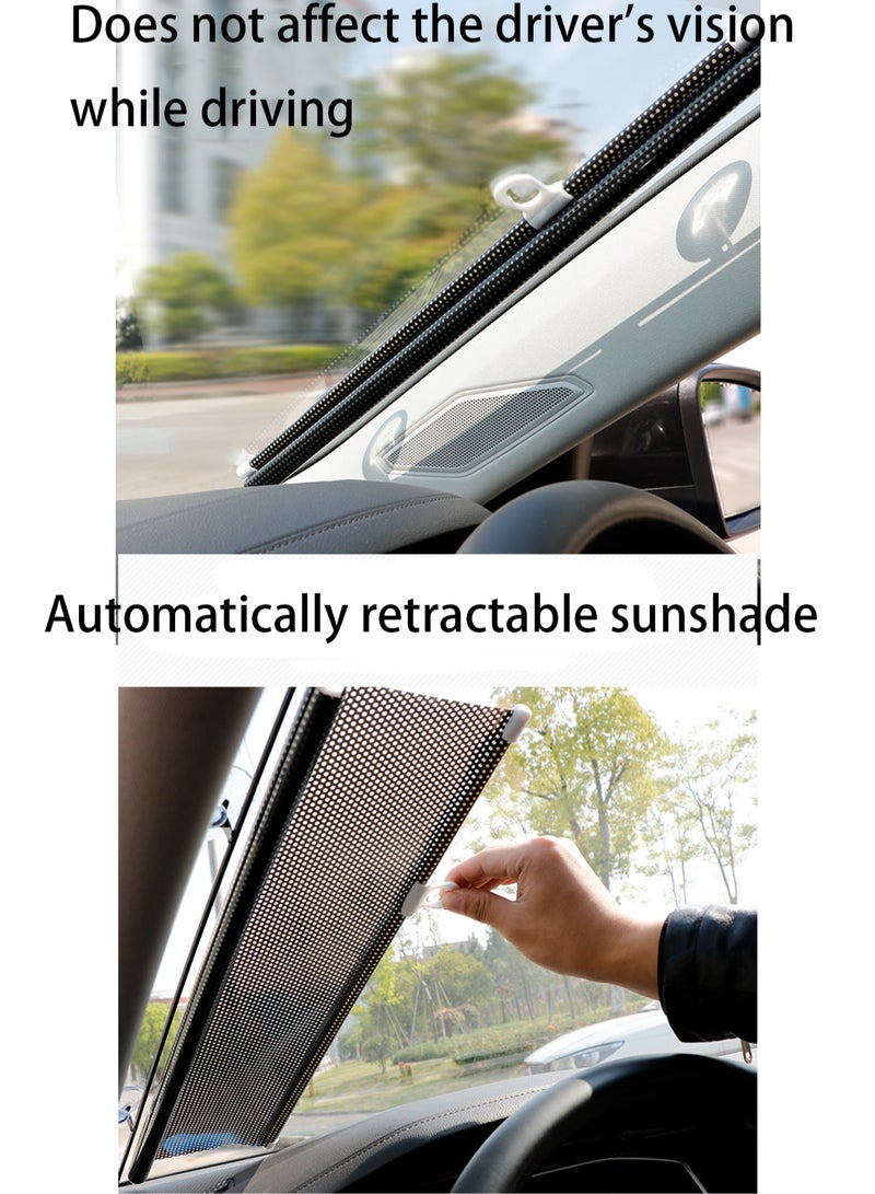 58*125 Black 【3 Suction Cups Included】 Retractable Car Sunshade, Large Windshield Sunshade, Protective Automatic Roller Blind Sunshade, Suitable For Small Business, Medium, Suv, Large Truck - Image 4